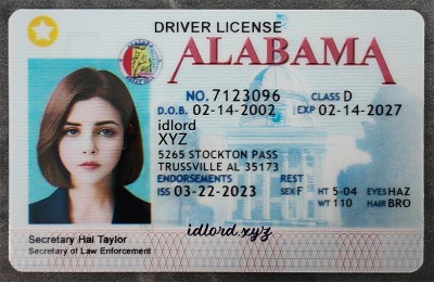 Alabama Authentic id front side