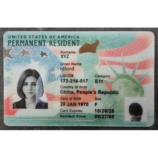 Green Card Authentic id front side Green Card Authentic id front side