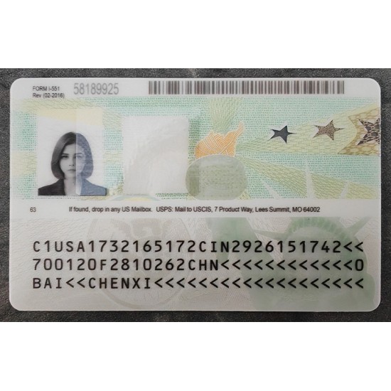 Green Card Authentic ids back side Green Card Authentic ids back side