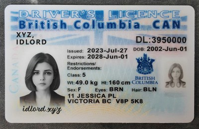 British Columbia Authentic id front side