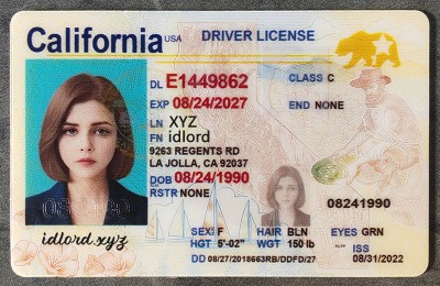 California Authentic id front side