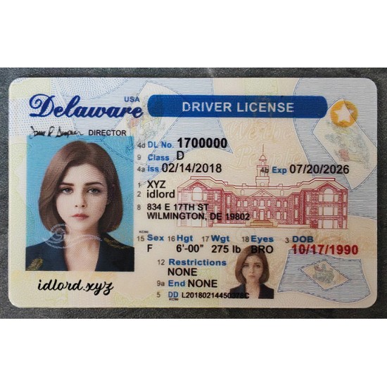 Delaware Authentic id front side Delaware Authentic id front side