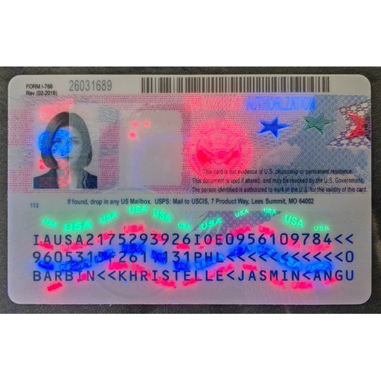 Ead Authentic ids UV test back side Ead Authentic ids UV test back side