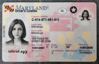 Maryland Authentic id front side