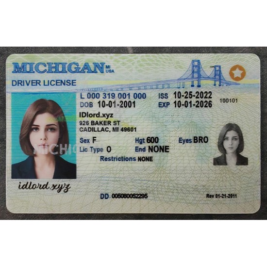 Michigan Authentic id front side Michigan Authentic id front side