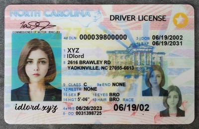 North Carolina Authentic id front side