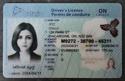 Ontario Authentic id front side