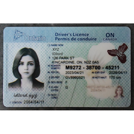 Ontario Authentic id front side Ontario Authentic id front side