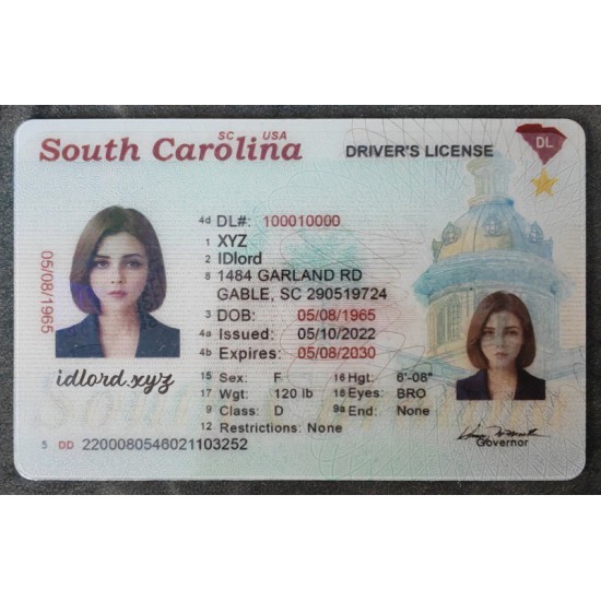 South Carolina Authentic id front side South Carolina Authentic id front side