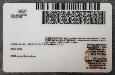 Utah Authentic Dirvers Licence