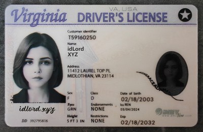 Virginia Authentic id front side