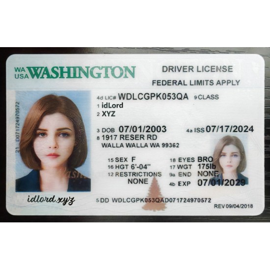 Washington Authentic id front side Washington Authentic id front side